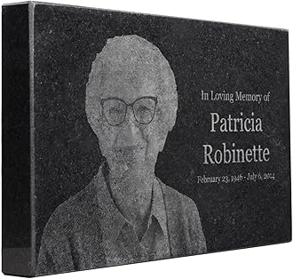 Black Granite Memorial Headstone for Lost Loved Ones, Dogs, Cats, and Family Pets. " Great for Your Garden, Tree Dedication, or in a Cemetery. Includes your personal photo and text. (10 x 6 x 1")