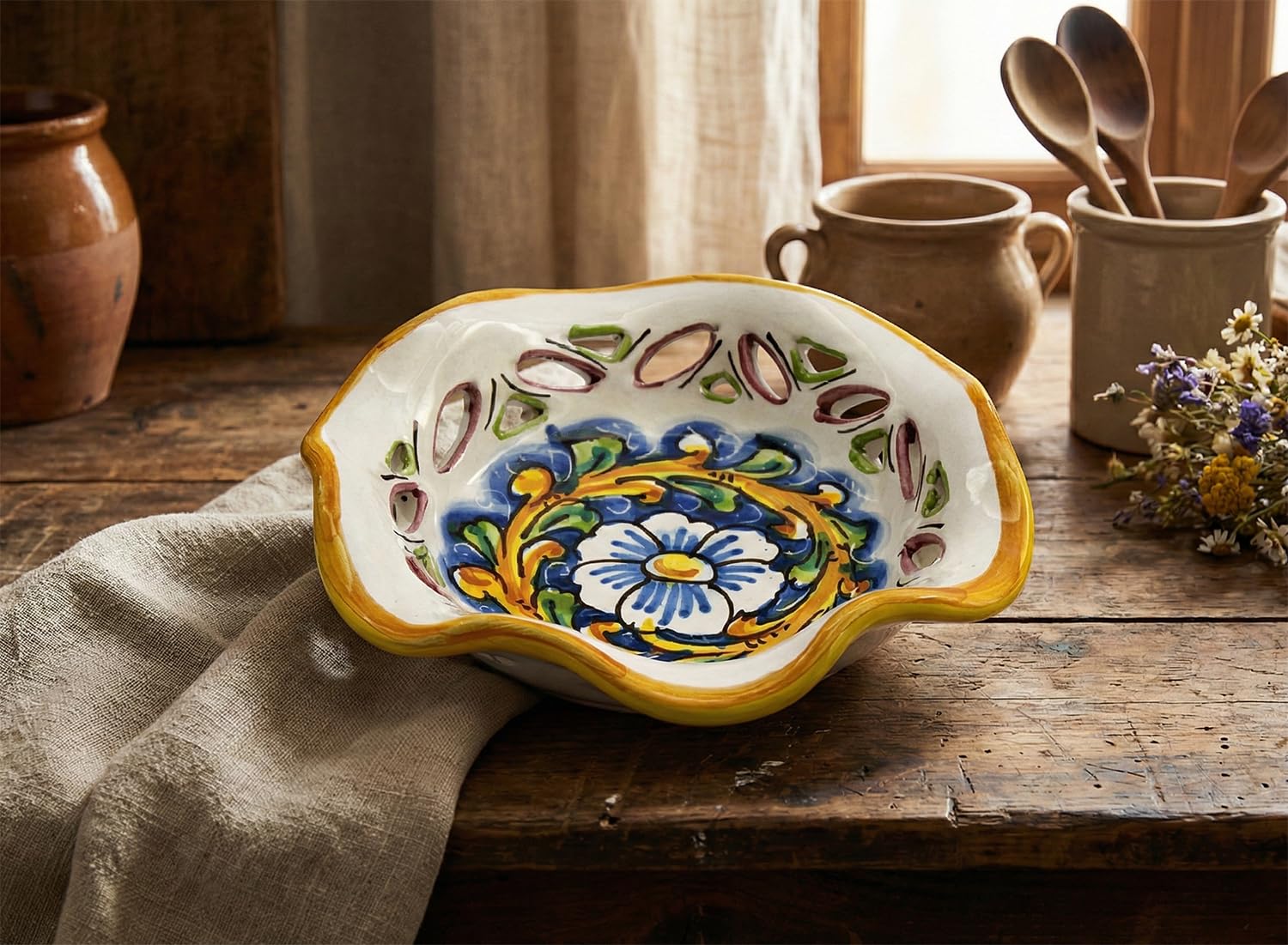 Cuenco pequeño de cerámica siciliana ILAB pintado a mano estilo barroco art. 23