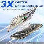 USB C Chargeur de voiture,2-Port 38W Chargeur de voiture USB-C&USB-A Adaptateur rapide 2-Ports Chargeur de téléphone de voiture charge rapide pour iPhone 17/16/15 Pro Max, Galaxy, avec 2X 6.6ft USB C Câble & 40W USB C Bloc chargeur