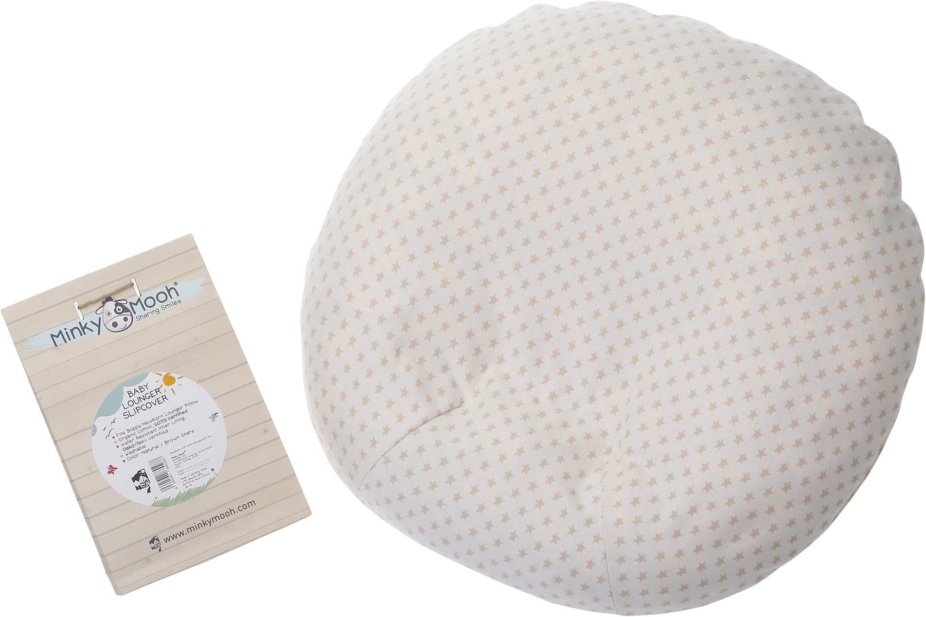 Newborn Lounger Slipcover, Organic Cotton & Water Resistant - fits Boppy Lounger Pillow | Protective, Removable, Breathable, Waterproof Cover for Boppy Newborn Lounger (boy and Girl)