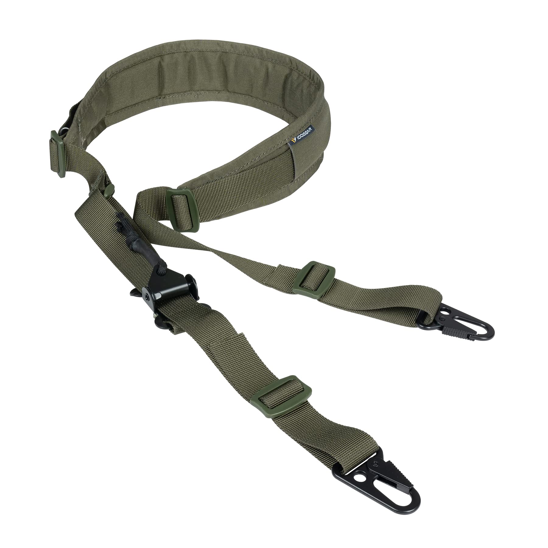 IDOGEAR Correa para Rifle Bandolera Bipunta Eslinga de 2 Puntos Eslingas Tradicionales Portafusiles Portafusiles con Ajustador de Longitud, Hombreras Engrosadas Ganchos de Metal
