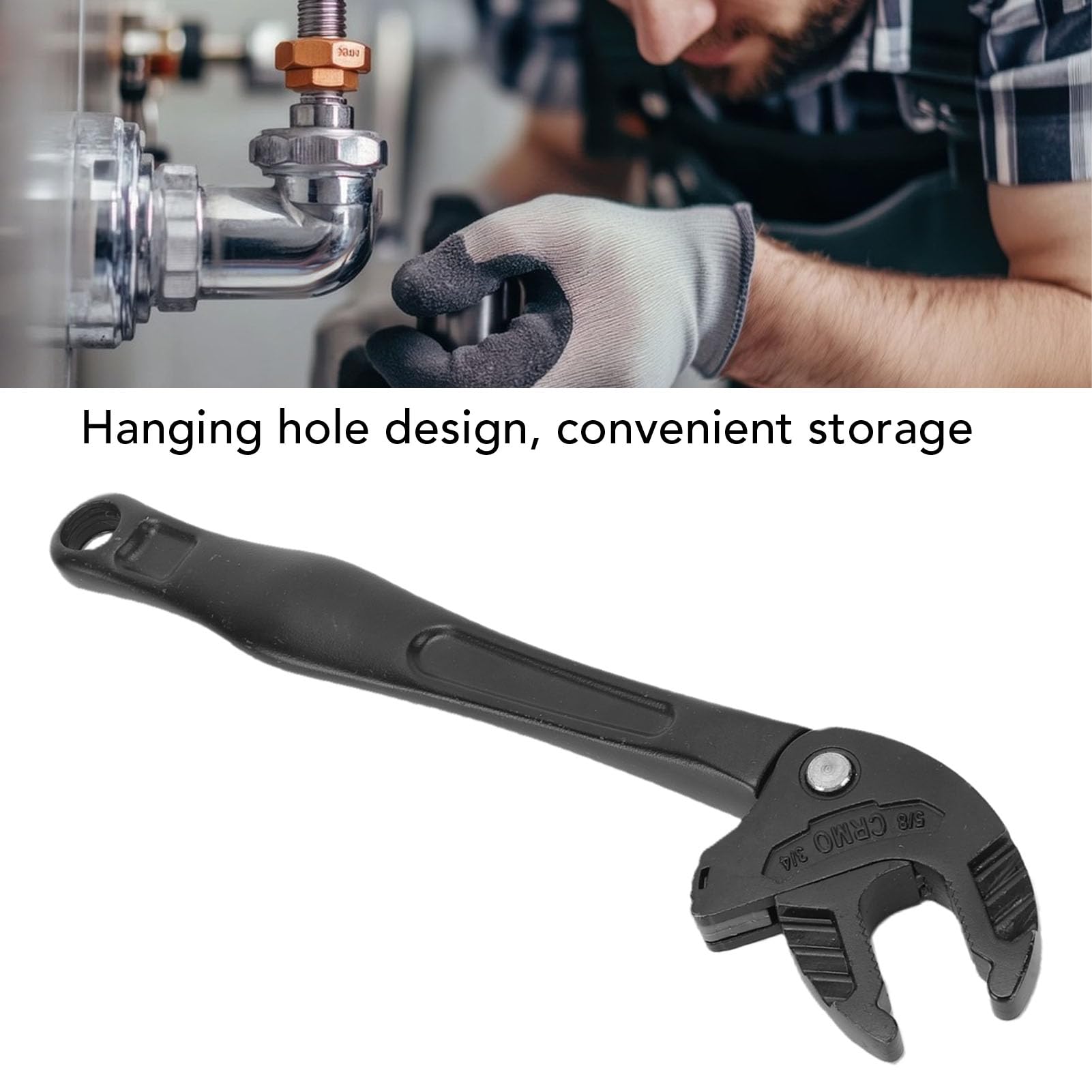 Klucz Samoblokujący Grzechotkowy Klucz do Rur 7–10 Mm Nastawny ze Stali CRMO, z Przegubem Poddanym Obróbce Cieplnej i Mechanizmem Szybkiego Uchwytu, do Napraw Rur i