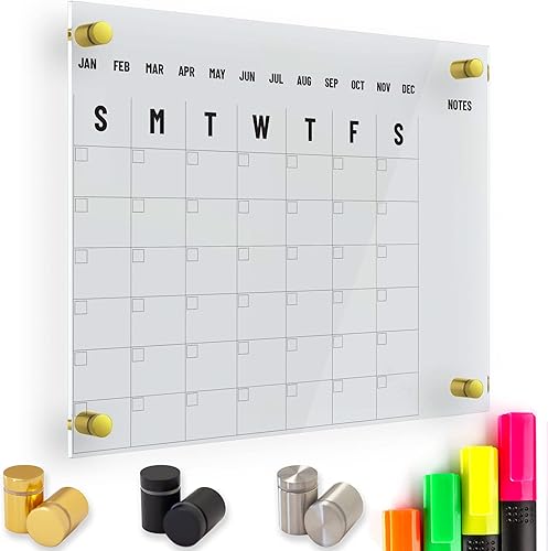 Miniatura 8 de Calendario acrílico de borrado en seco para pared, calendario de pizarra blanca, alternativa de calendario de vidrio grande, tablero no magnético,