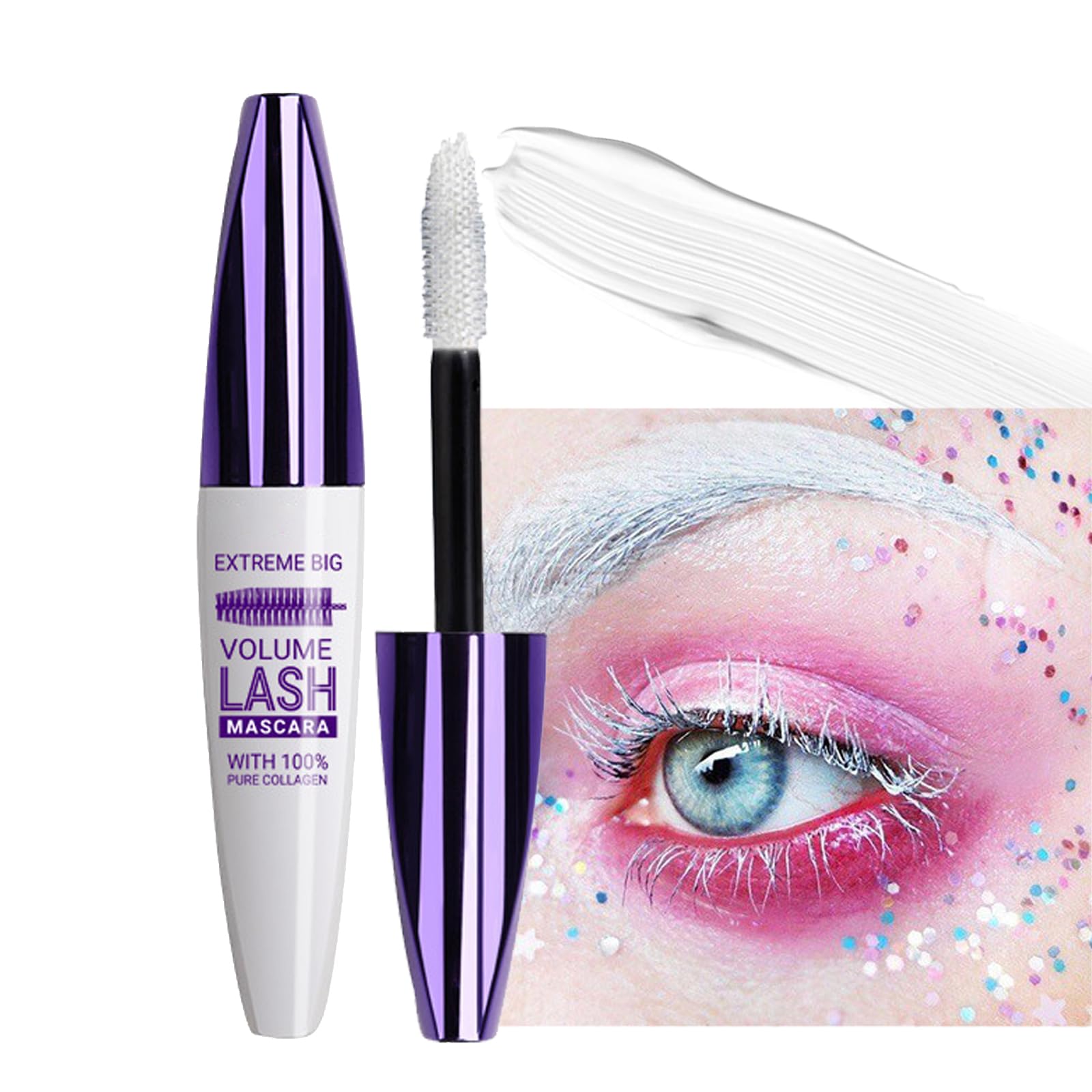 MEITREND 5D Primer Mascara - White Mascara Long Lasting Thick - Smudge-Proof Fiber Mascara - Natural Length Durable Curling Mascara - My Amazing Lashes Mascara (03#WHITE)
