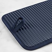 Vista 5 de KitchenAid Juego de 2 soportes para ollas de silicona suave acanalados, color azul tinta, 7 x 9 pulgadas