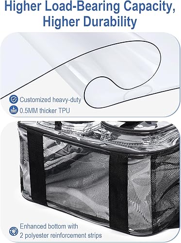 Miniatura 6 de Mochila transparente resistente para la escuela, bolsa transparente grande de 17 pulgadas para niños, niñas, mujeres, hombres, 360 3M tiras