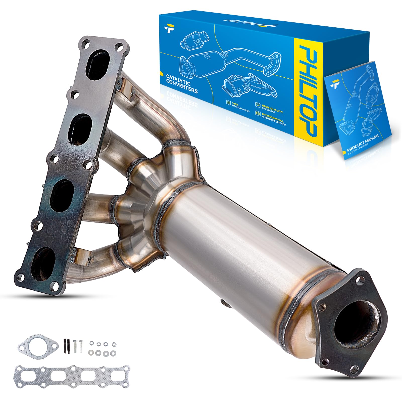 PHILTOP Front Catalytic Converter Compatible with Jeep, Chrysler, Dodge, Fiat, Ram 2.4L 2017-2022 Compass, 2014-2018 Cherokee/Renegade/500X, 2013-2016 Dart, 2015-2017 200, 2015-2019 ProMaster City-image-9