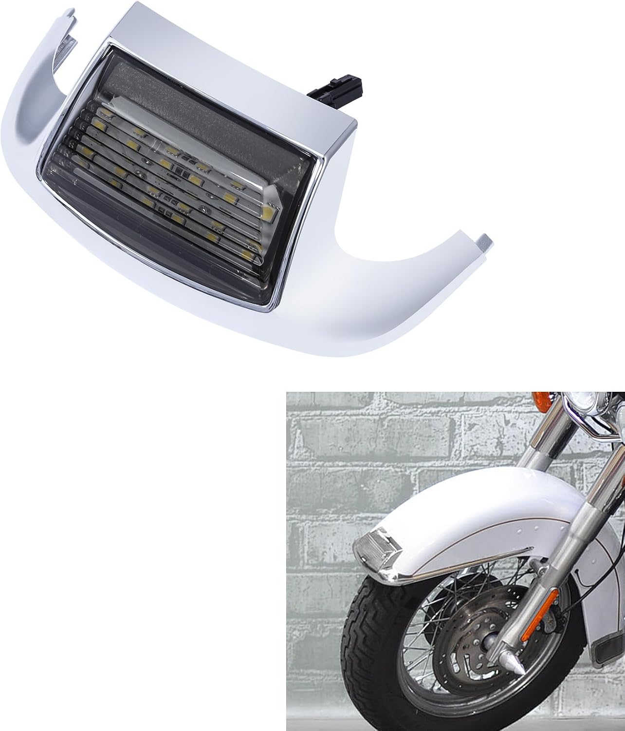 TCMT Front Fender Tip Light Fit For Harley Electra Glide 1980-2013 FLHT FLT FLHS FLHR 1986-2008 FLSTC 1993-1996 FLSTN models