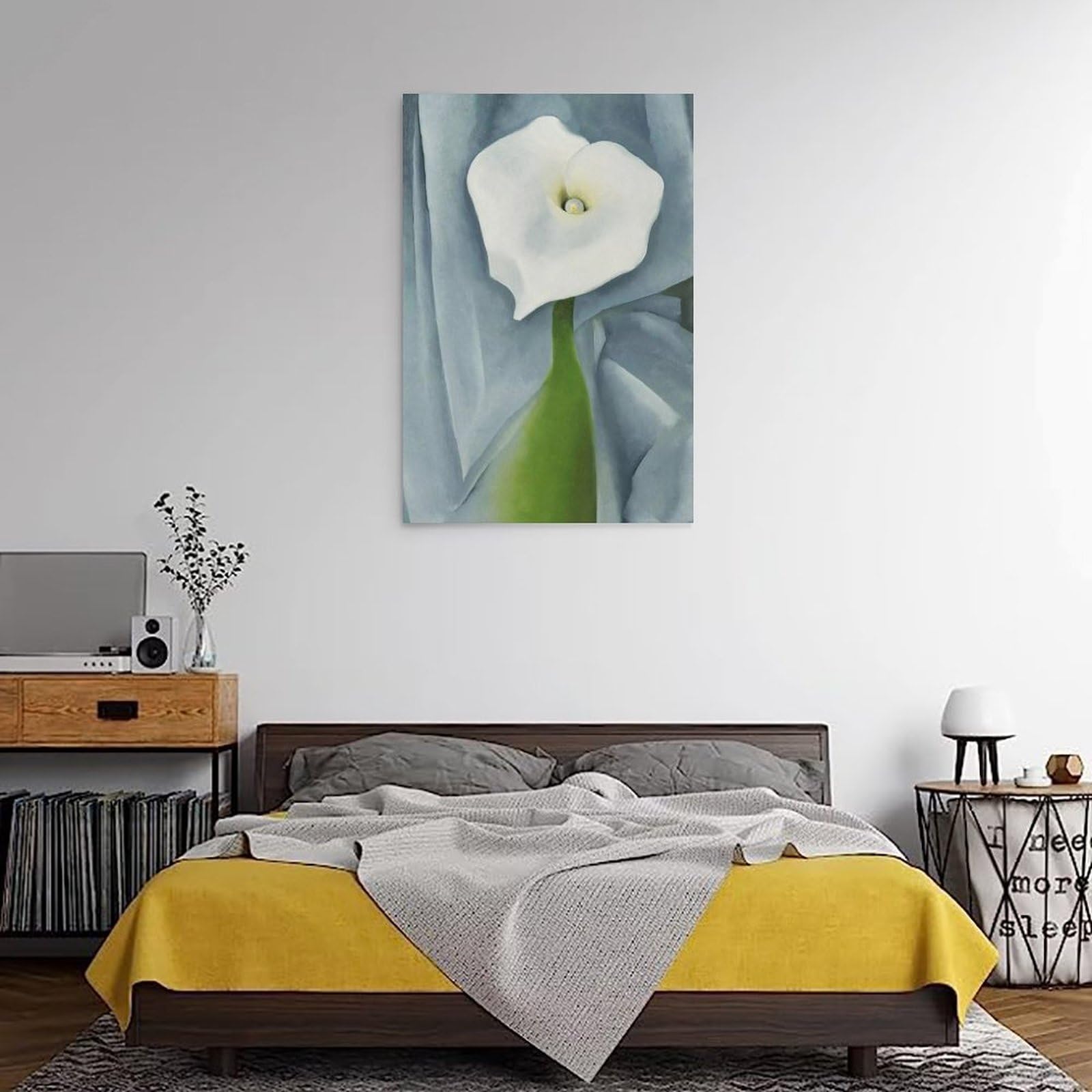Géorgia O'Kéeffe Künstlerische Arbeit (Calla-Lilie auf Grau), Poster, ästhetischer Wandbehang, Kunstdruck, Fotofarbe für Schlafzimmer, Dekoration, 40 x 60 cm