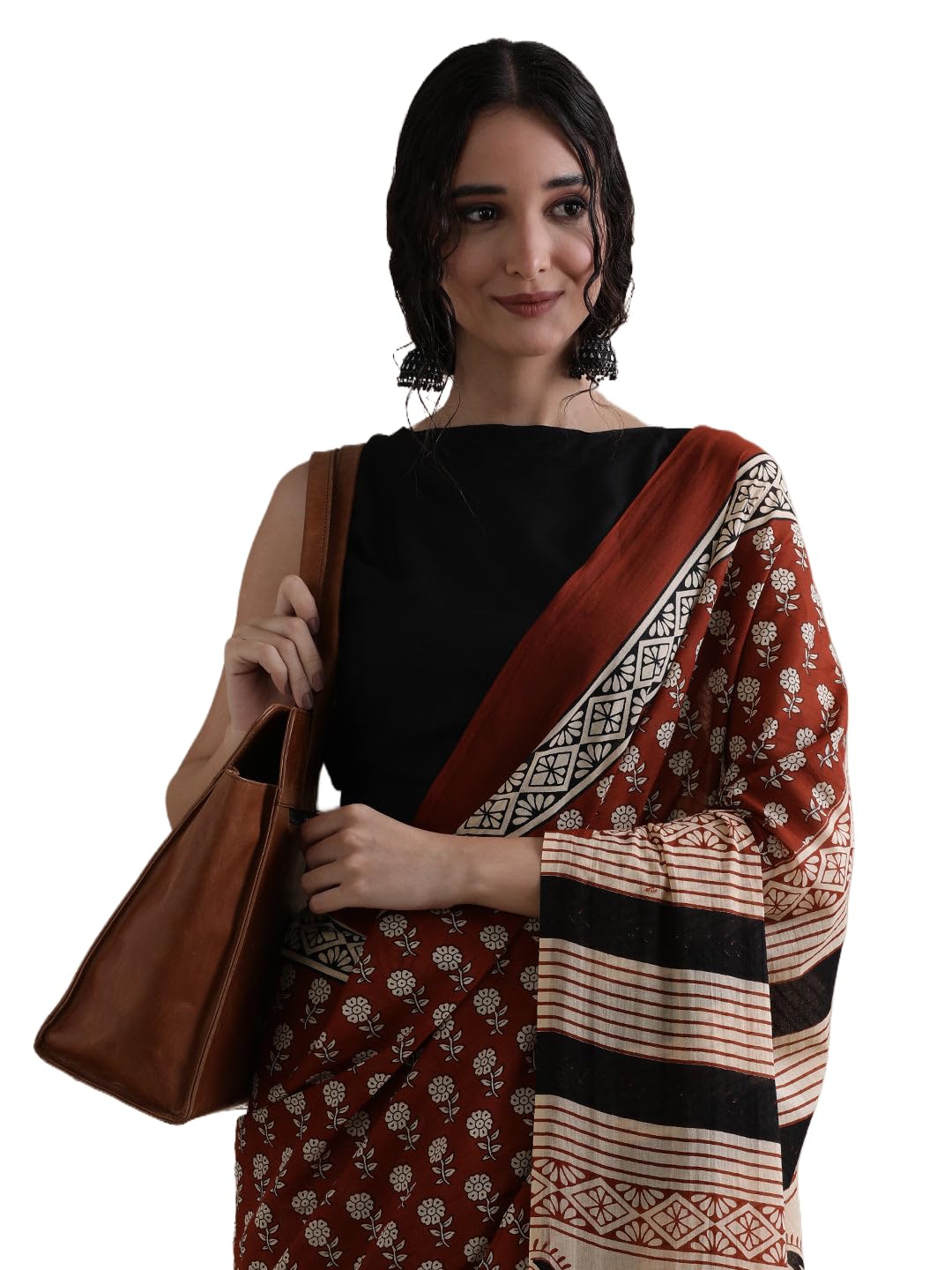 Women's Bagru Printed Cotton Saree with Blouse Piece | Traditional Hand Block Booti Print | Soft Lightweight Daily Wear Saree | Ethnic Office Wear Casual Wear (Ver)-picture-33