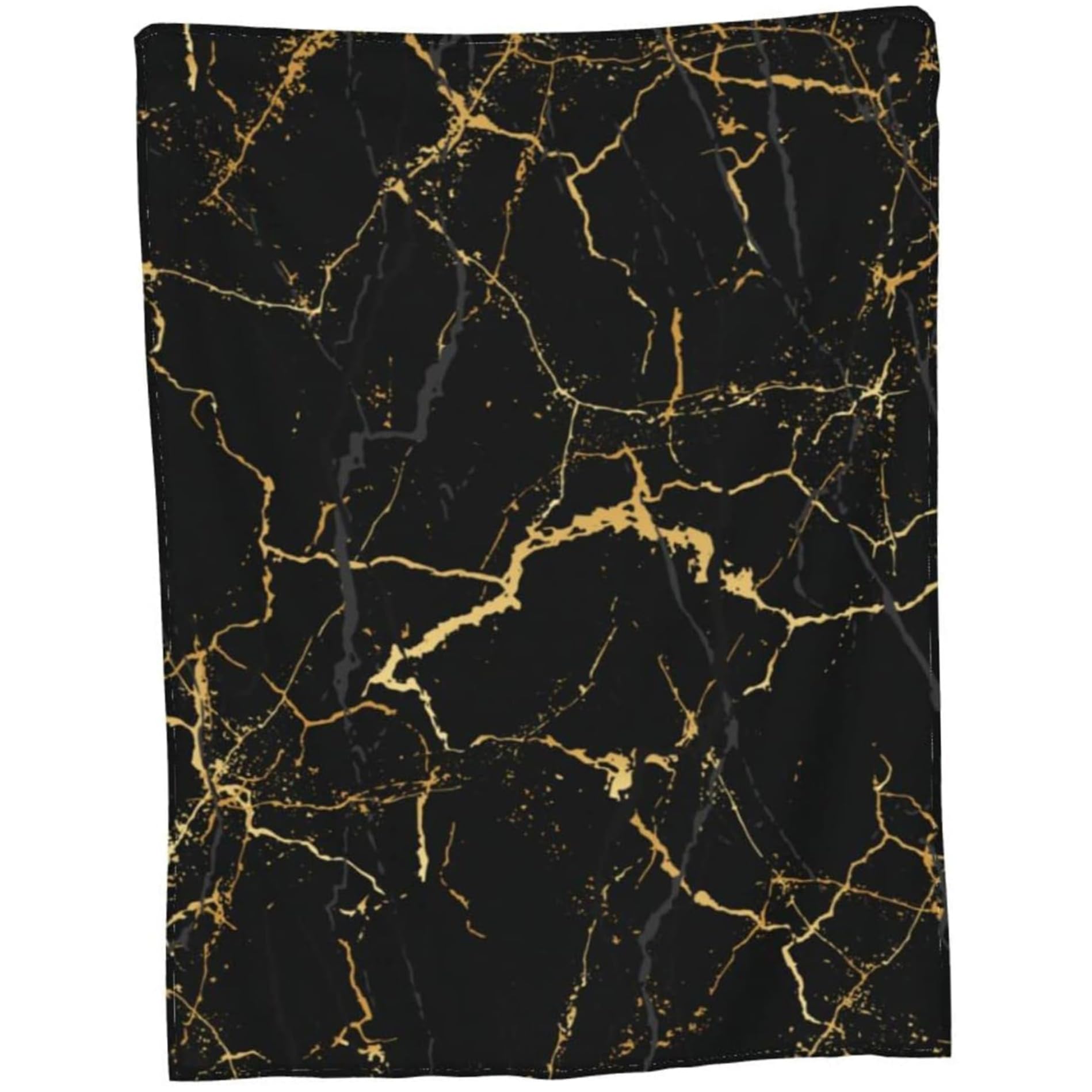 Couverture en flanelle douce et chaude noire effet marbre 130x150cm