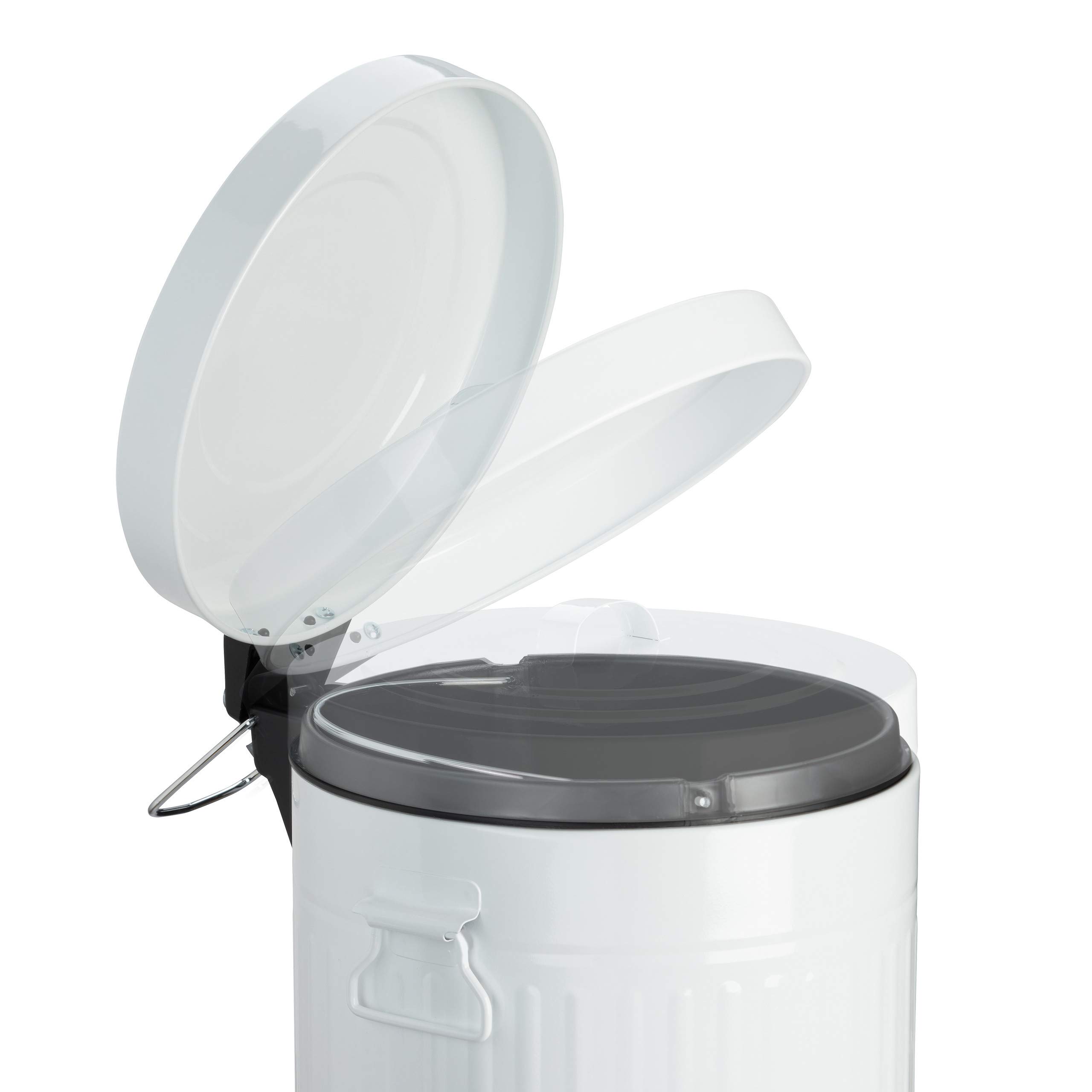 Relaxdays Pattumiera Vintage con Pedale, Cestino per la Spazzatura per Bagno e Cucina, 12 Litri, Bianco