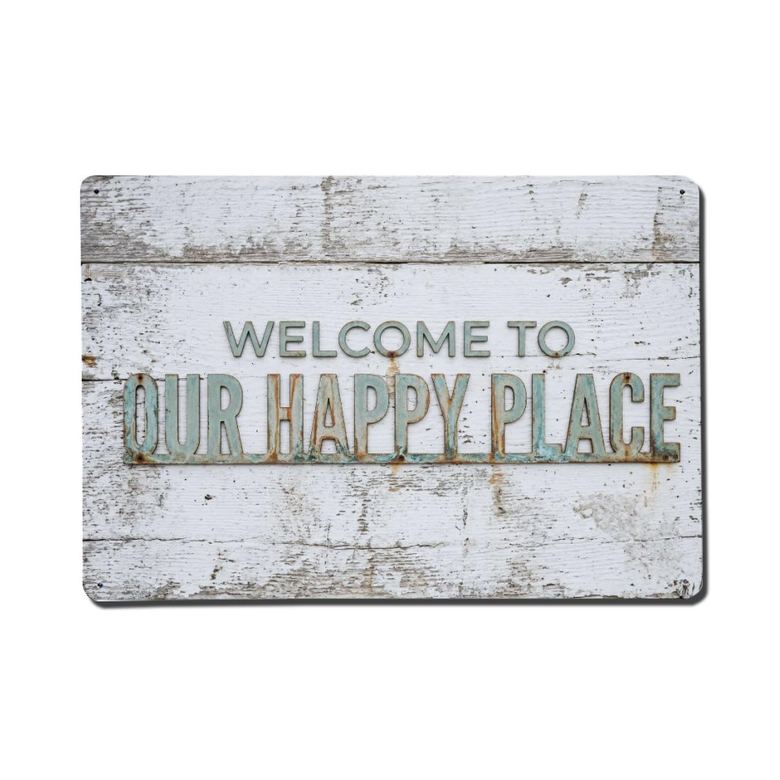 Welcome Coastal Door Typography Metal Tin Sign Plaque Wall Decor for Cafe, Club Bar, Office, Home Garden Metal Poster 8x12Inch