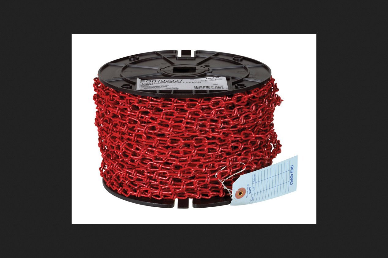 Campbell Chain Double Loop (Inco) Chain Red 3 Trade Size Low Carbon Steel 150' / Reel