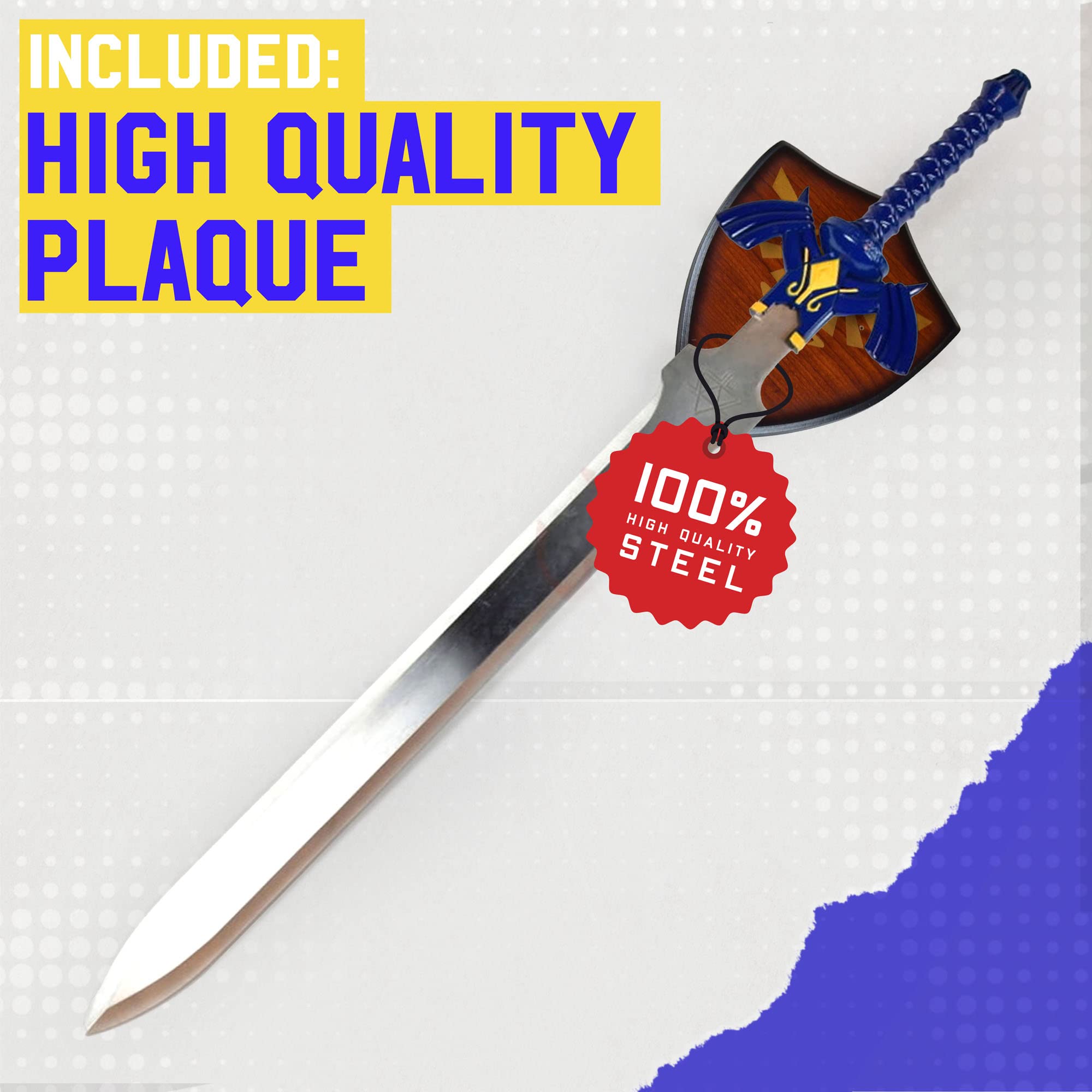 Schwert Zelda - Link Hylia Master Schwert, Anime Sword aus Edelstahl mit Scheide, Metall Merch für Zelda Kostüm Cosplay