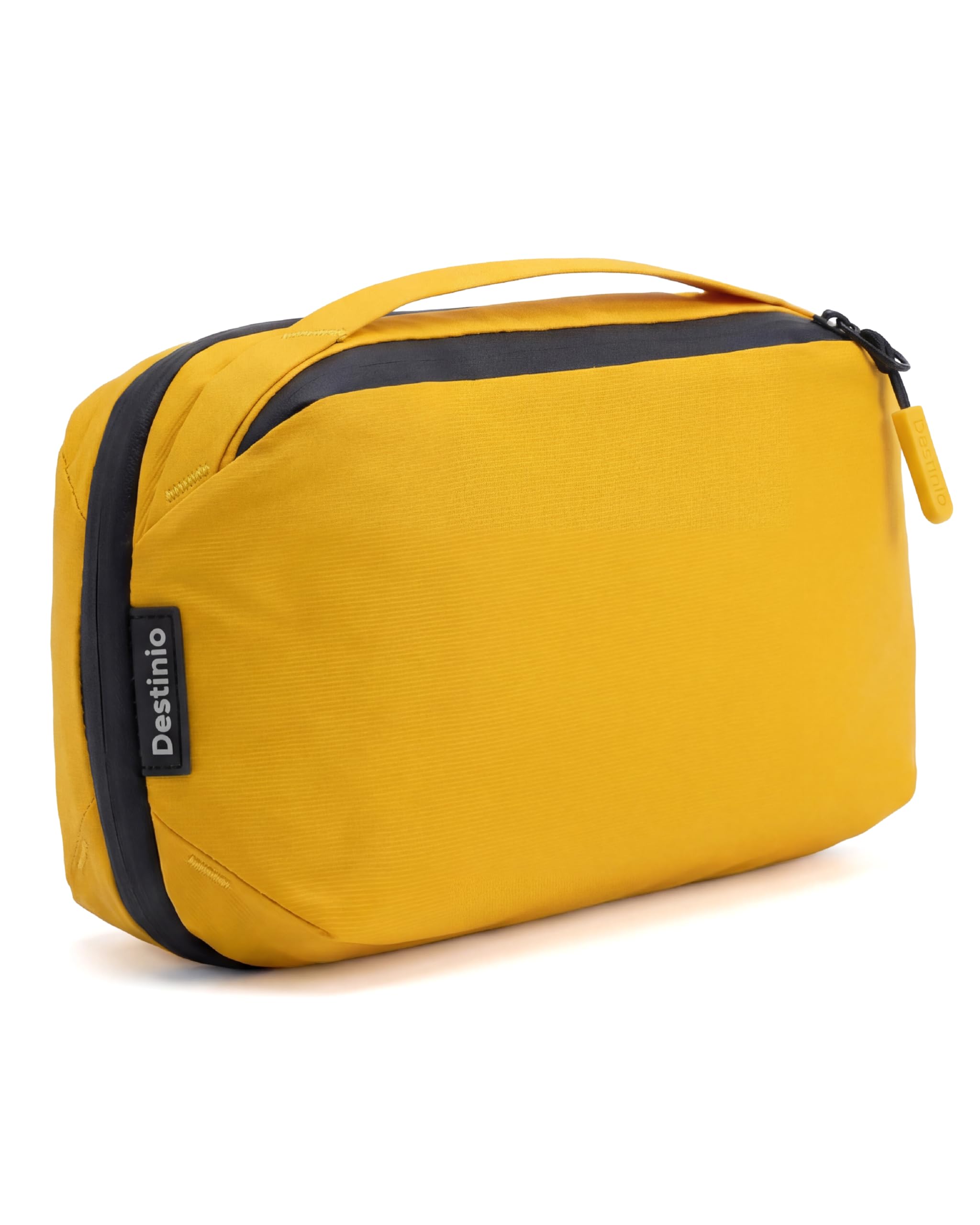 Destinio Electronic Gadget Organizer Bag - Waterproof Padded Tech Pouch for USB Cable, Travel Adapter, Laptop Mobile Charger, Power Bank, Ear Phones,Hard Disk, Digital Accessories Organiser (Yellow)