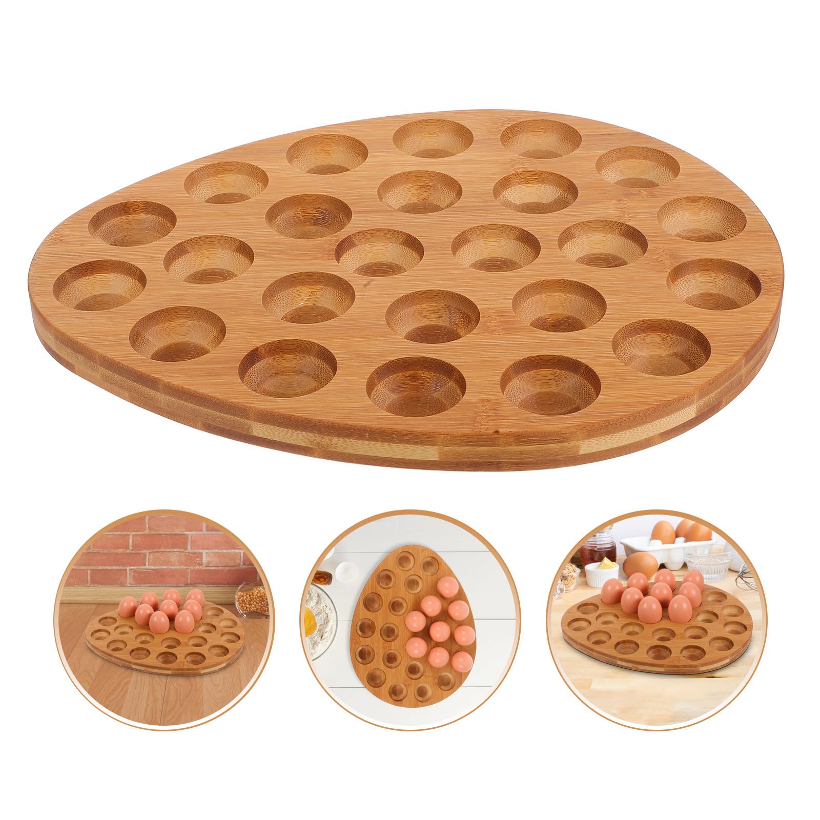Porte-œufs en Bois Naturel 24 Compartiments – Plateau Organiseur pour Œufs Frais, Support Compact pour Réfrigérateur et Plan de Travail, Accessoire Rangement la Cuisine Pratique
