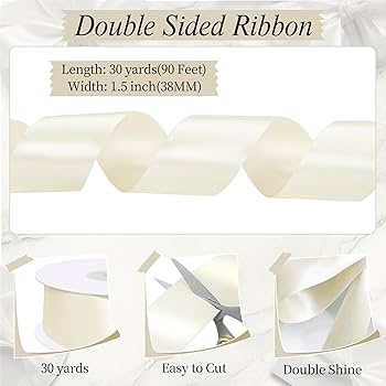 Amazon.com: woric Double Faced Ivory Ribbon 1 1/2 inch 30