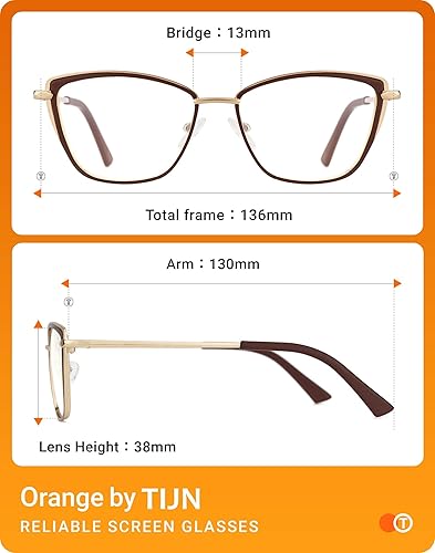 Miniatura 9 de TIJN Elegantes lentes de bloqueo de luz azul de metal Cateye para mujeres y hombres (Ginevra)