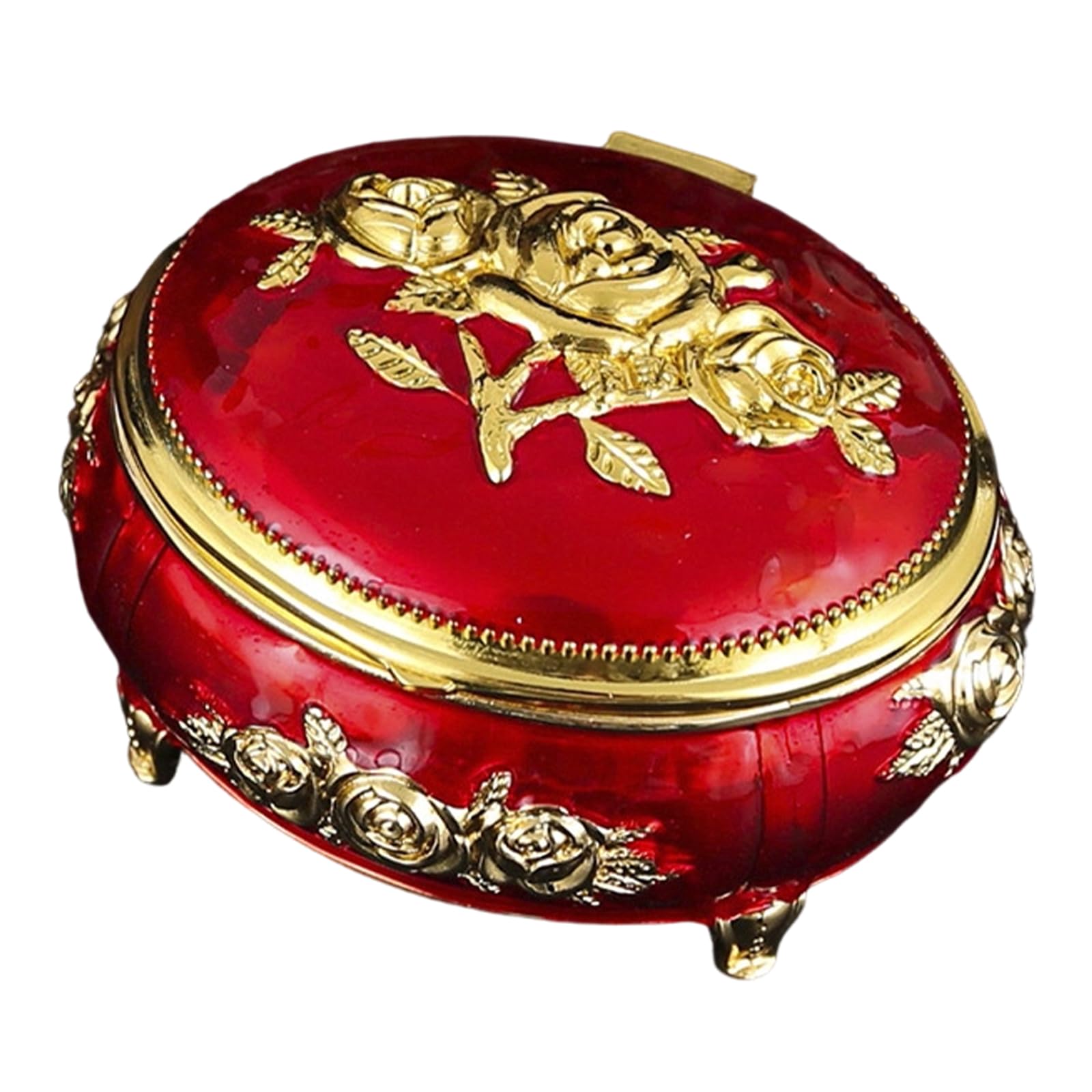 Bbajszx Enameled Floral Jewelry Box with European Designs and Diamonds Accent for Home Decoration Old Jewelry Storage