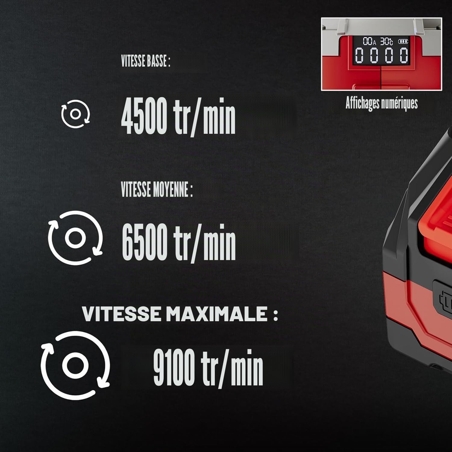 TEENO Meuleuse d'angle sans fil 21 V 1 000 W丨Ø 125 mm丨9100 tr/min