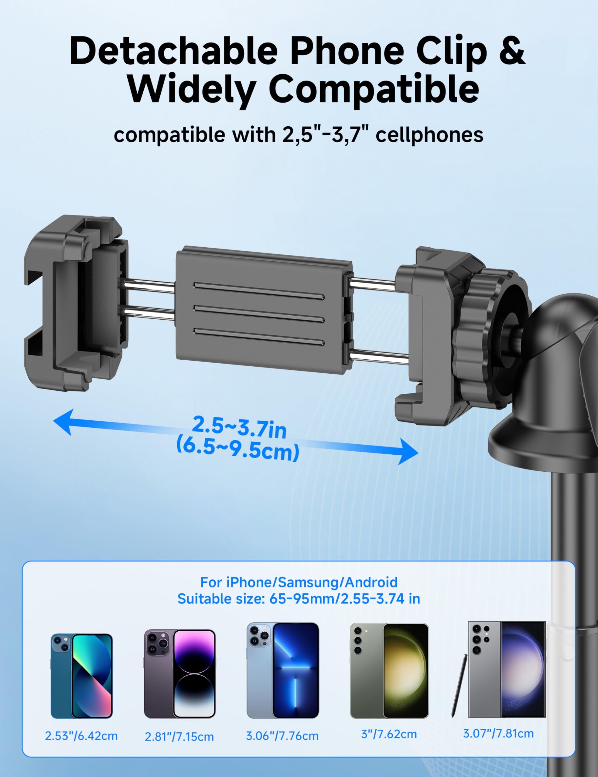 Aluminiowy statyw do selfie, statyw do selfie z pilotem i głowicą kulową 360°, rozkładany statyw do smartfona 4 w 1 z zimną stopką, lekki statyw podróżny kompatybilny z iPhone 16/15/14/Android