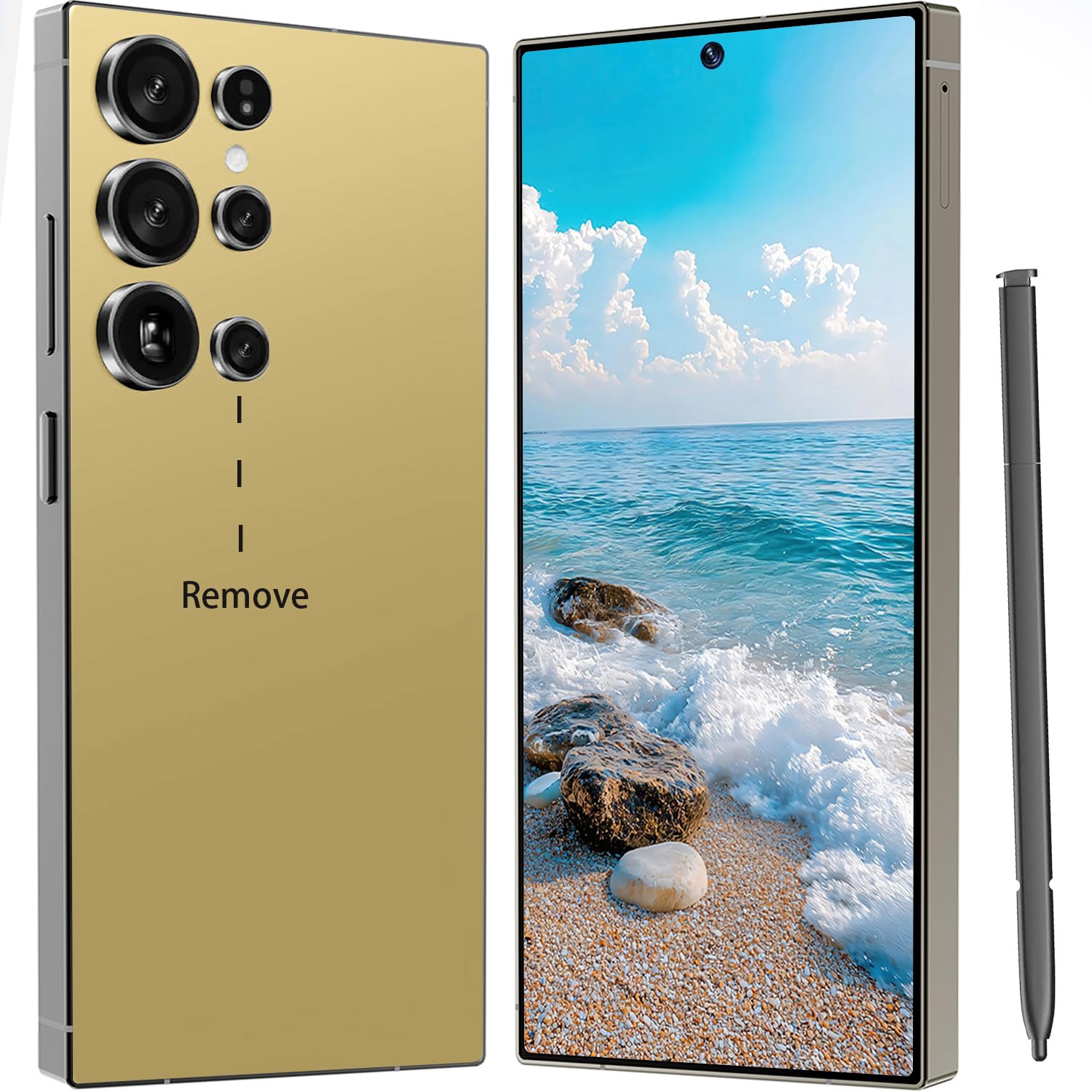 Photo 1 of ZFSMHXH I24 Ultra 5G Unlocked Phones 8+512GB Android13 Smartphone Battery 6800mAh 6.9" HD Screen Unlocked Cell Phone,48MP+108MP Camera/Face ID/5G/Fingerprint Lock/Dual SIM/GPS (Golden)