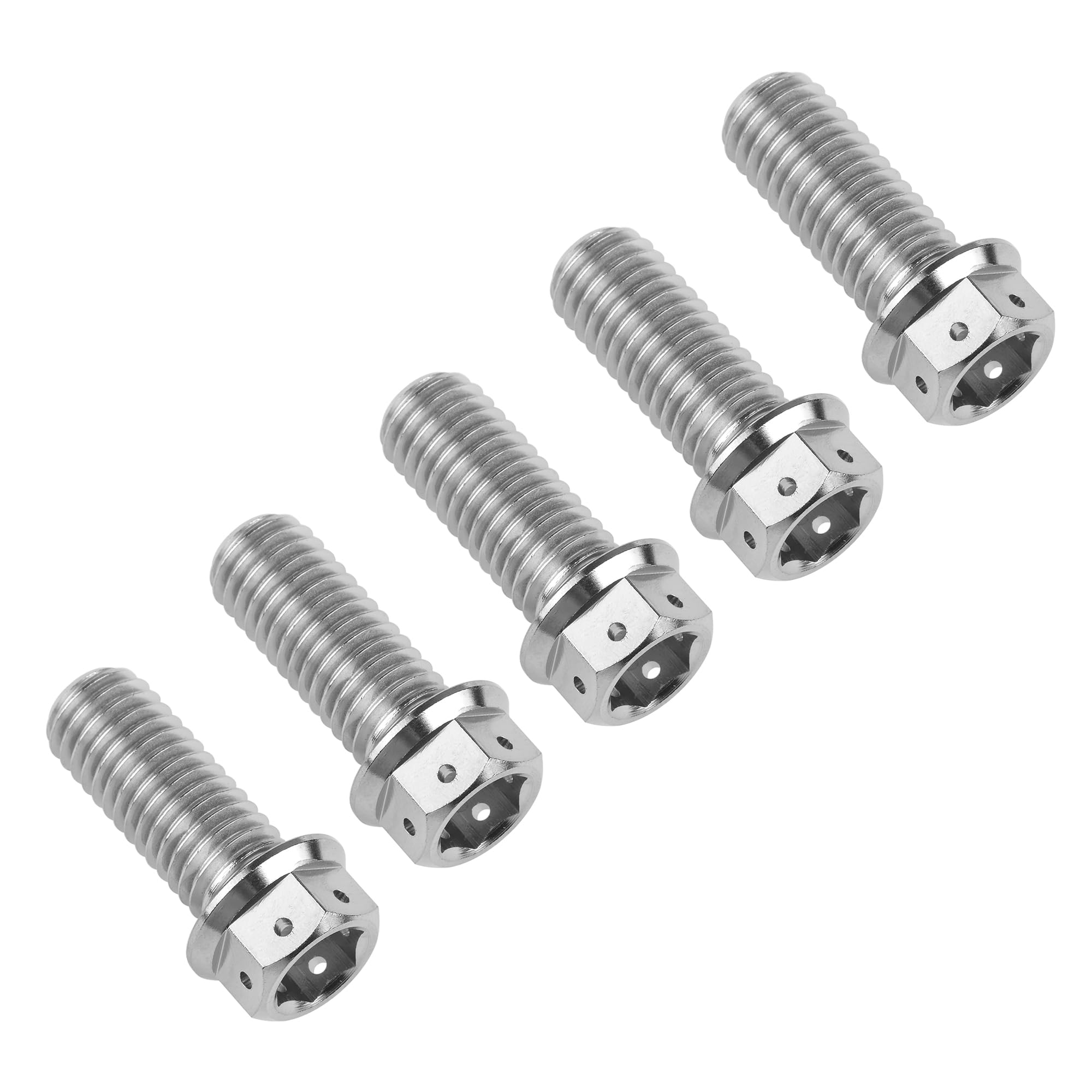 Ruifu Titanium M6 M8 M10 10 15 20 25 30 35 40 45 50 55 60 65 70 75 80 85 90mm Flange Allen Key Head Bicycle Bolts Screws Pack of 5 (Titanium, M10x25mm Pitch1.25)