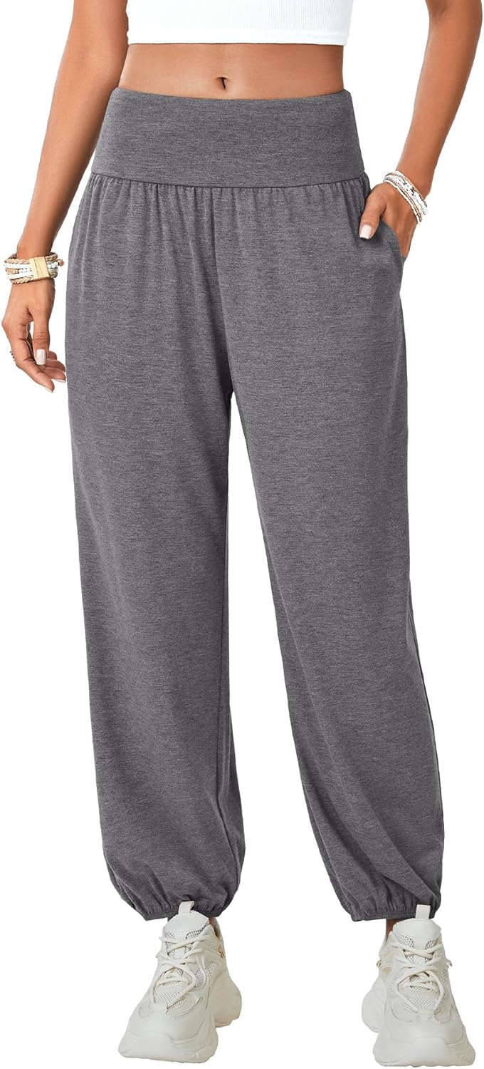 Rooscier Women's Yoga Sweatpants Loose Workout Harem Joggers Casual Lounge Pants with Pockets