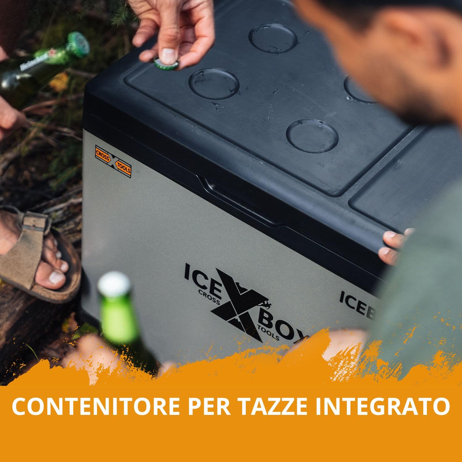 CROSS TOOLS Frigorifero portatile elettrico con compressore 37L -20°C, campeggio e auto, congelatore portatile, frigorifero con app, 230V/12V/24V, 65x37,5x42,7cm, ICEBOX 40