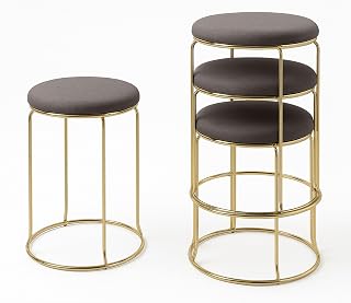 KB Designs Carmilla Modern Stool Set of 4 - Contemporary Stylish Vinyl Upholstered Stools with Metal Frame - Comfortable Foam Padding - Perfect for Kitchen Bars & High-Top Tables - Checker White