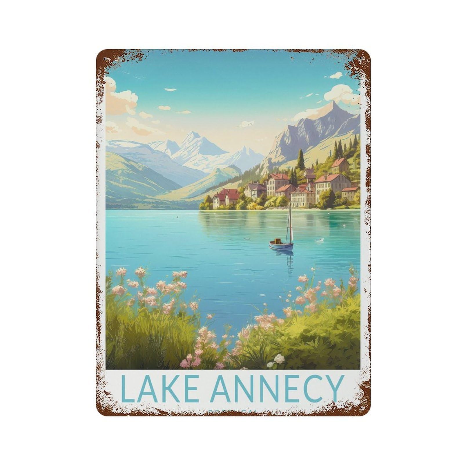 xiaoxiaoshen Lake Annecy Travel France Food And Gifts, Ar (2) Wall Decor Art Metal Tin Poster Modern Home Decor Art Home Bar Shop Decorations Vintage Sign 40x30cm