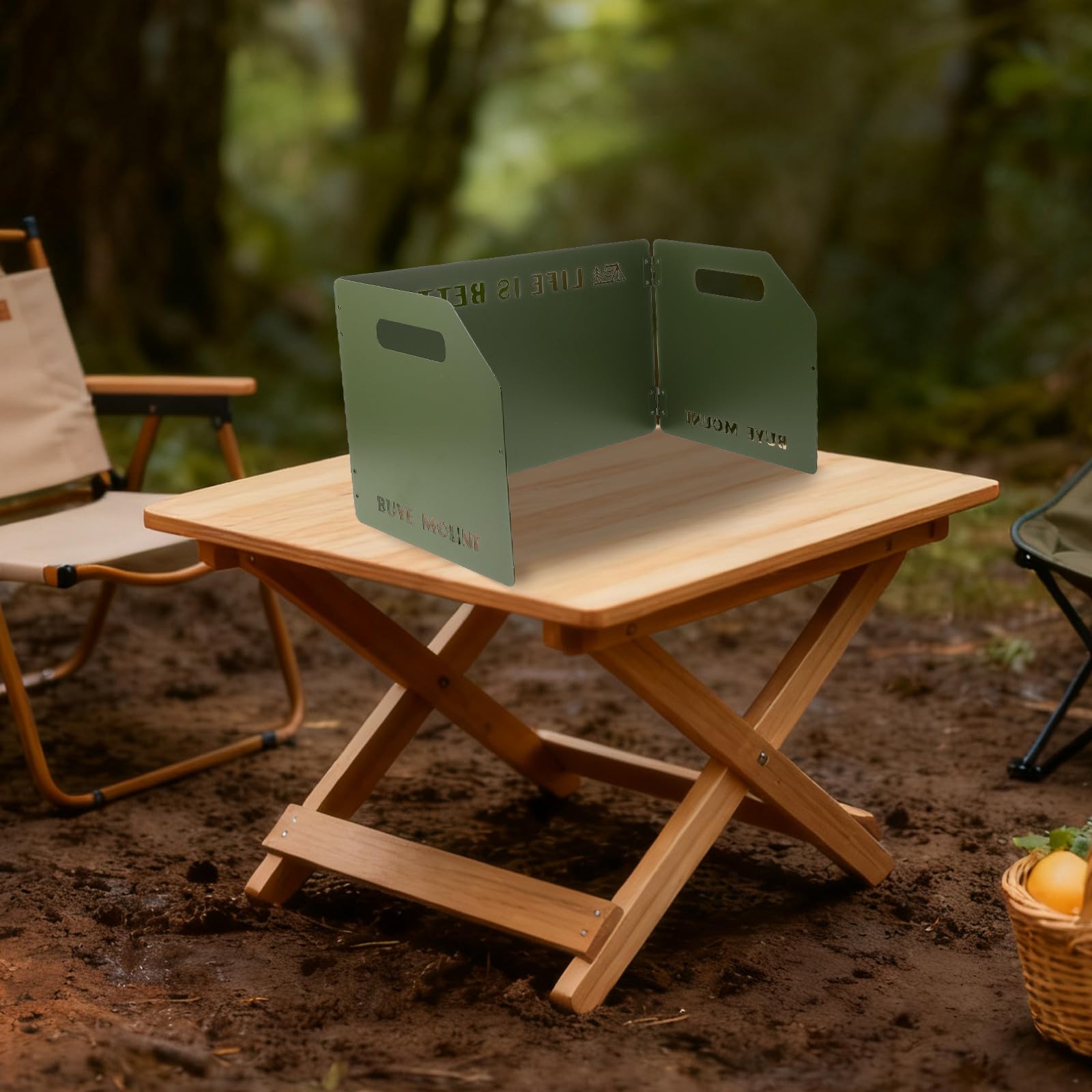Gatuida Paravento pieghevole per fornello da campeggio | Paravento a 3 piastre con borsa con coulisse | per picnic all'aperto, escursionismo, barbecue, griglia, fornello a butano, 35,9x9,8 pollici