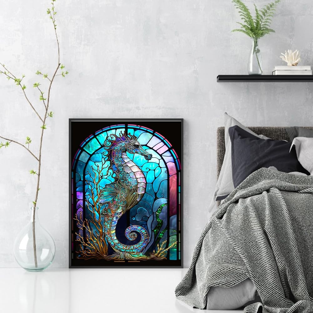 C'eitura DIY 14CT Sea Horse Stamped Cross Stitch Kits for Beginners or Adults Embroidery Starter Patterns | DIY Printed Cross Stitch Kits Needlepoint for Adults 19.69 * 25.59in