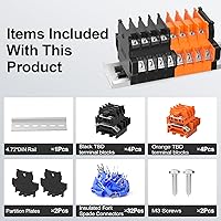 Vista 3 de 8 piezas de bloques de terminales TBD, 600V 10A 0.5-1.5mm², bloques de terminales de tornillo montados en riel DIN desmontables y ensamblables