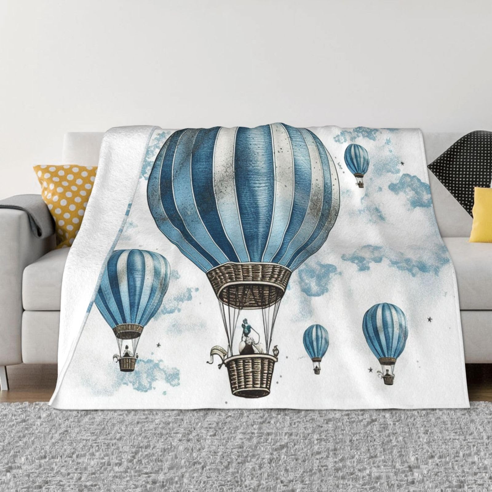 Couverture en micro polaire bleue 203x152 cm pour lit et canapé