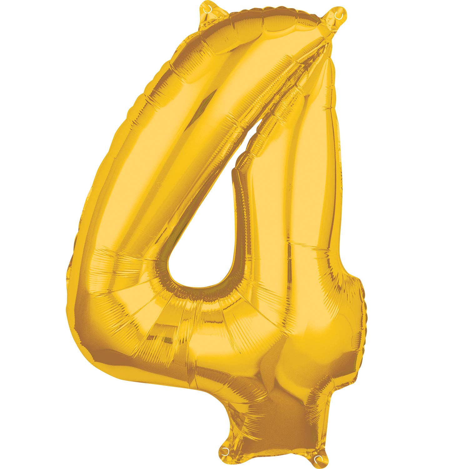 Amscan Anagram 3889211 - Number 4 Jumbo Gold Foil Balloon - 53", Gold Jumbo 53'', Large