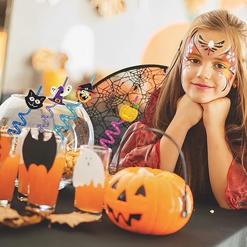 Miniatura 6 de 24 popotes para beber de Halloween, regalos de fiesta de Halloween, regalos de aula, calabaza, calavera, fantasma, bruja, pajitas, regalos para