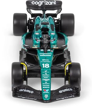 Bburago Formula 1 F1 Asto Martin AMR 23 Lance Stroll with Helmet (2023) - 1:43 Scale - In credibly Detailed Die-Cast Replica Collectible Race Car, Blue