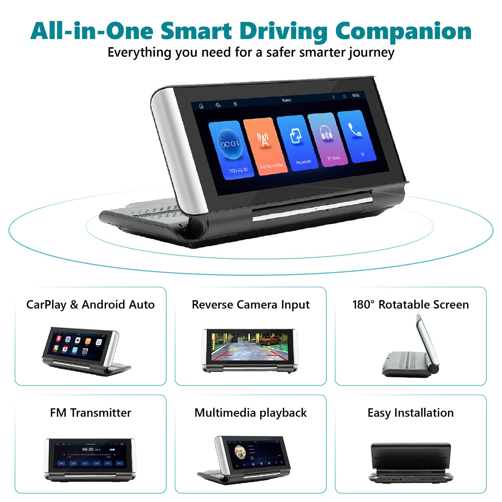 Pantalla Carplay Coche para VW T-Roc Cabriolet 2019-2021 2022+, con Android Auto Inalámbrico Cámara Trasera y Monitor Táctil 6,86