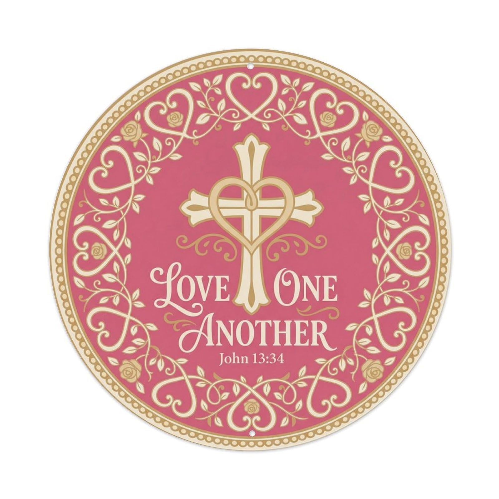 Sunburst Cross Christian Scripture Ornate Faith Border Metal Tin Sign Plaque Wall Decor for Cafe, Man Cave, Club Bar, Office, Home Garden Round Metal Poster 8x8Inch