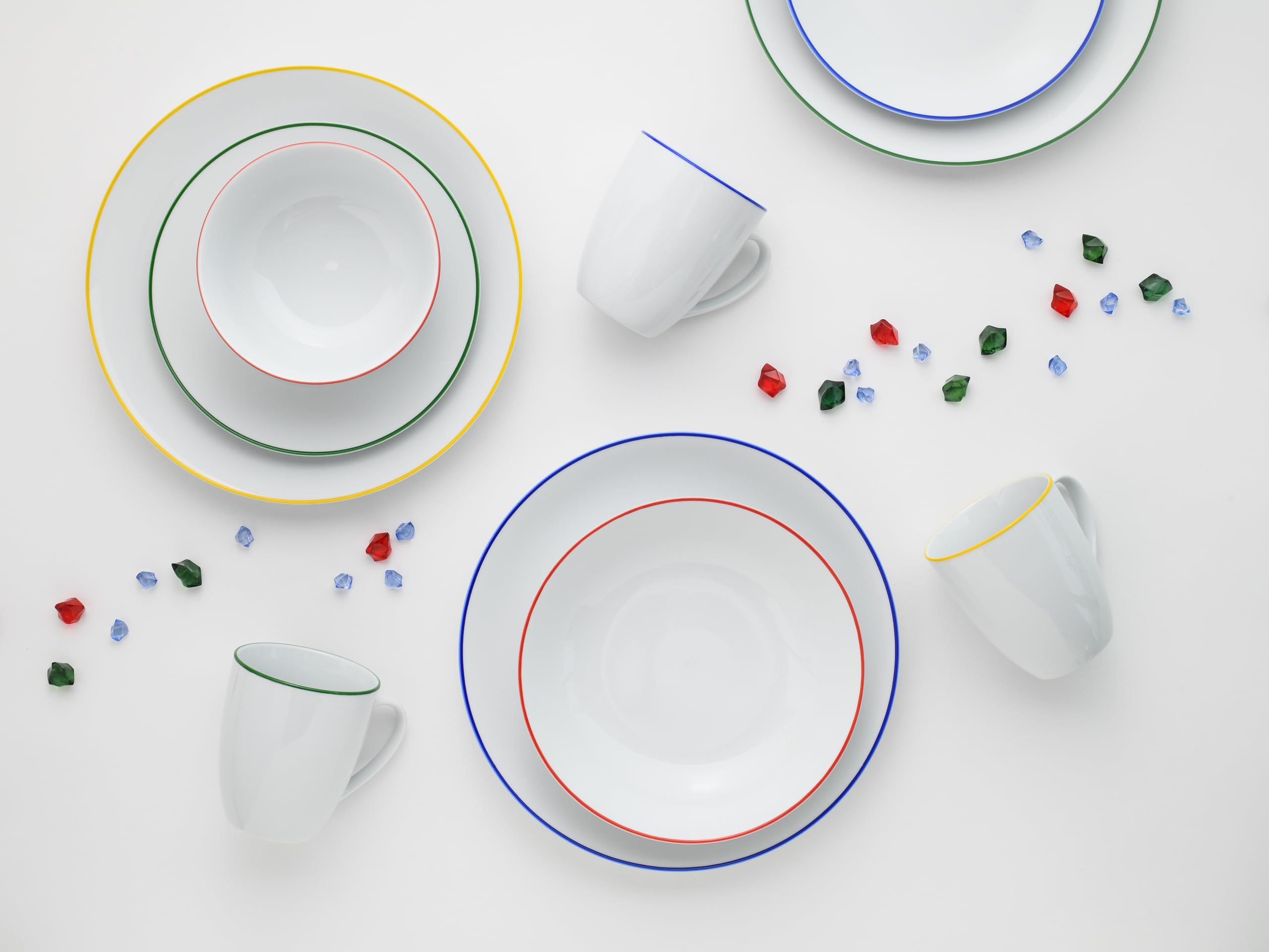 CreaTable, 24055 Luna Color Line - Vajilla de 20 piezas para 4 personas (porcelana, apta para lavavajillas y microondas, producción de calidad)