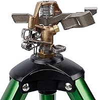Vista 8 de Biswing Cabezal de aspersor de impacto en base de trípode, rociadores de césped resistentes, riego de área grande de 360 grados, boquilla