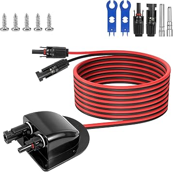 Solar Cable Gland with 10Ft 13AWG Cable, MC4 Entry Connectors Junction Box | Compatible with RV, Boat, Camper, Van, Garage, PPO Insulated Tinned Copper Wire, Solar Extension Cable, Premium Materials