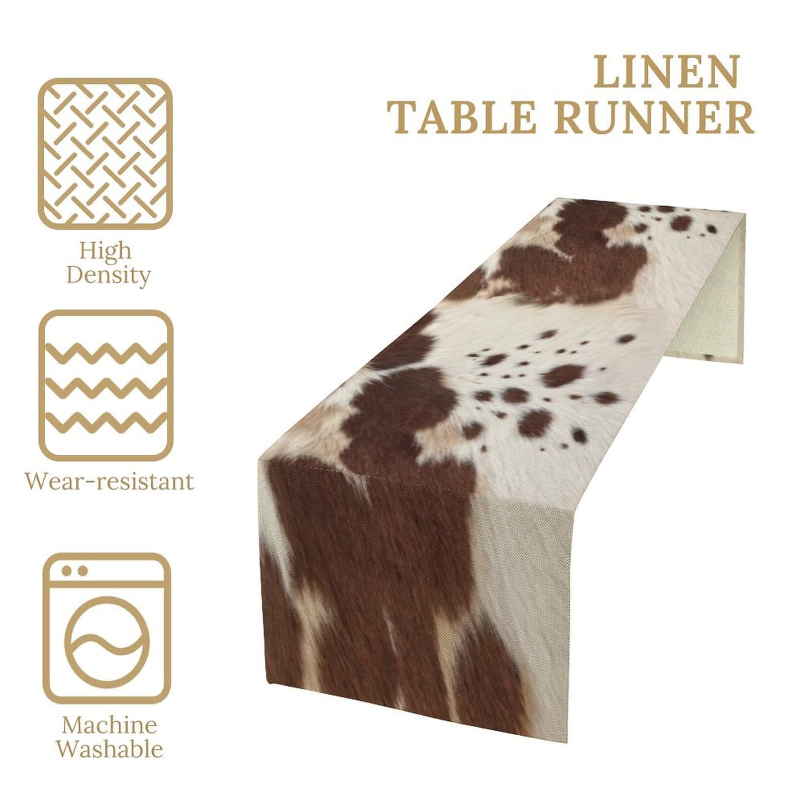 Camino de mesa con estampado de vaca, estilo occidental, estilo occidental, decoración para el hogar, cocina, comedor, 13 x 108 pulgadas