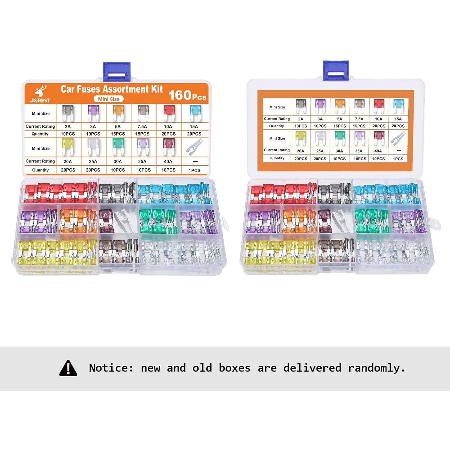 JOREST 160Pcs Car Fuse Kit - Replacement Fuses Assortment Kit for Car/RV/Truck/Motorcycle(2Amp 3A 5A 7.5A 10A 15A 20A 25A 30A 35A 40A) - Mini Blade Fuses Automotive + Auto Fuse Puller : Automotive