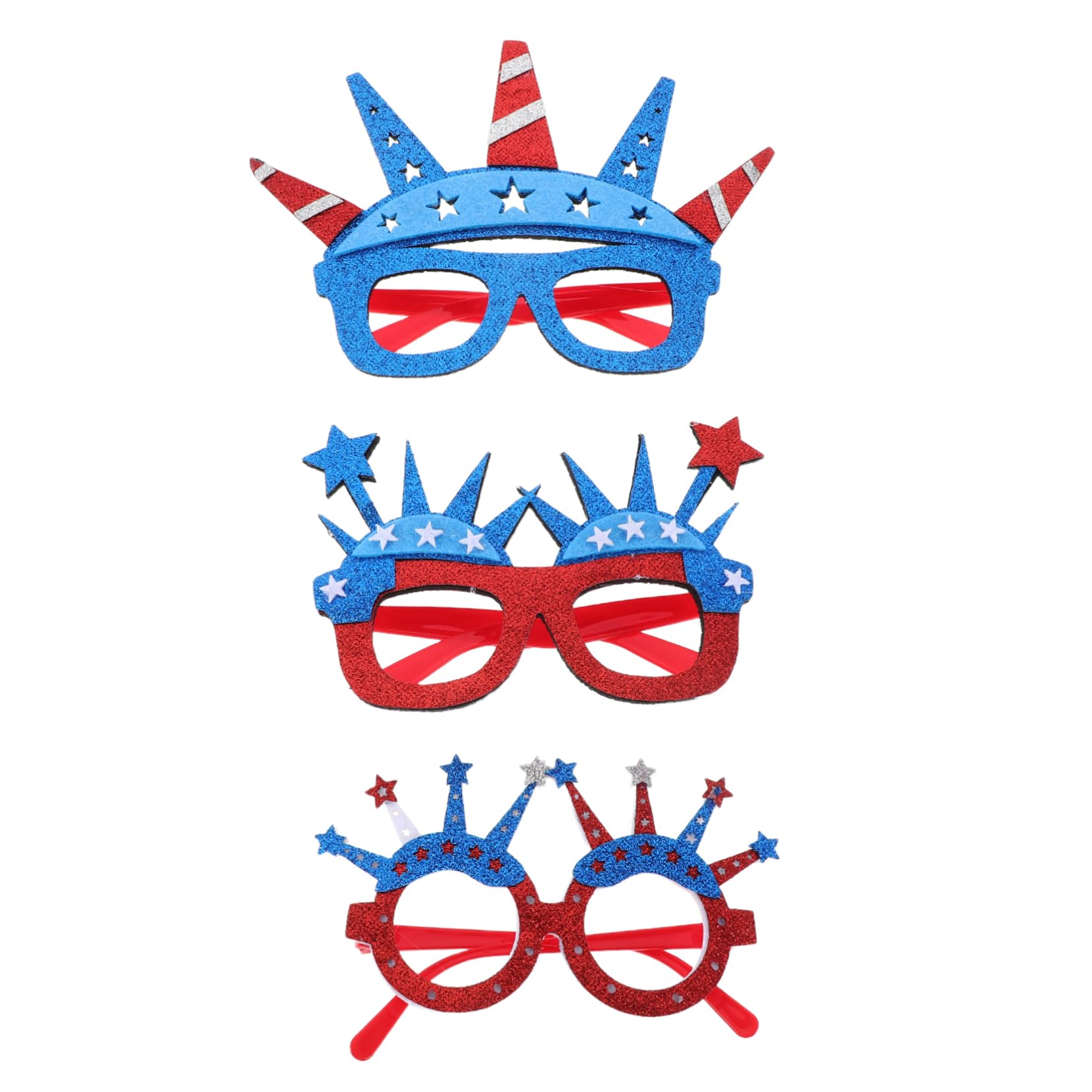 Beavorty 3Pcs Patriotic Sunglasses for Independence Day Fun American Flag Eyewear for Adults for July Celebrations and Party Favors Lightweight and Comfortable Party