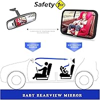 Vista 3 de Safety 1st Espejo de reposacabezas para asiento trasero de bebé, vista del asiento de automóvil infantil, luz universal inastillable y vidrio