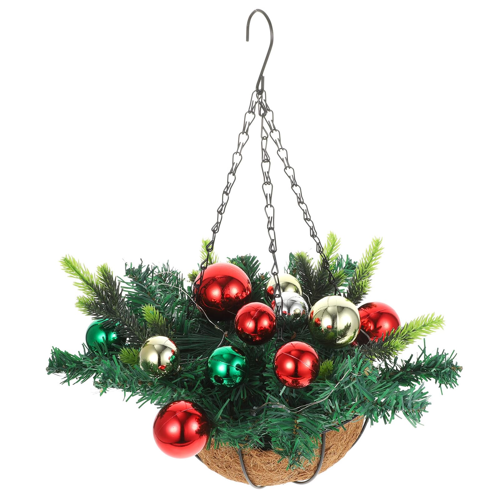Panier de fleurs artificielles suspendu de Noël lumineux Alipis pour décorer sans effort votre porte