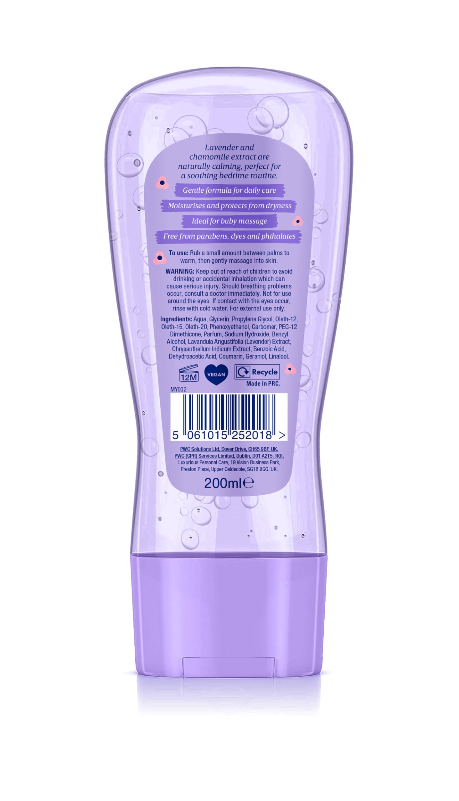 My Little Miracle Bubbly Baby Oil Gel Lavender & Chamomile Ideal for Baby Massage Calming & Soothing, Prevents Dryness 200ml - Image 2